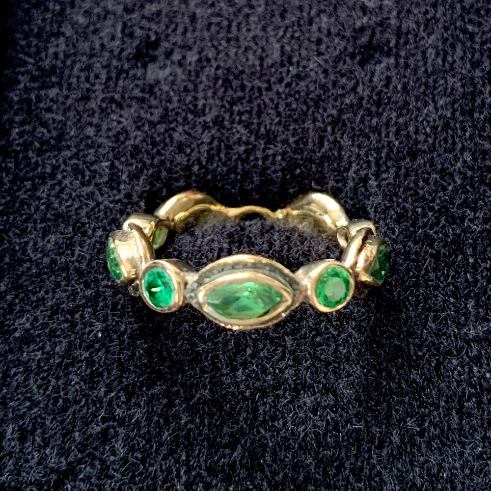Melinda Maria Gold Ring with Green Stones